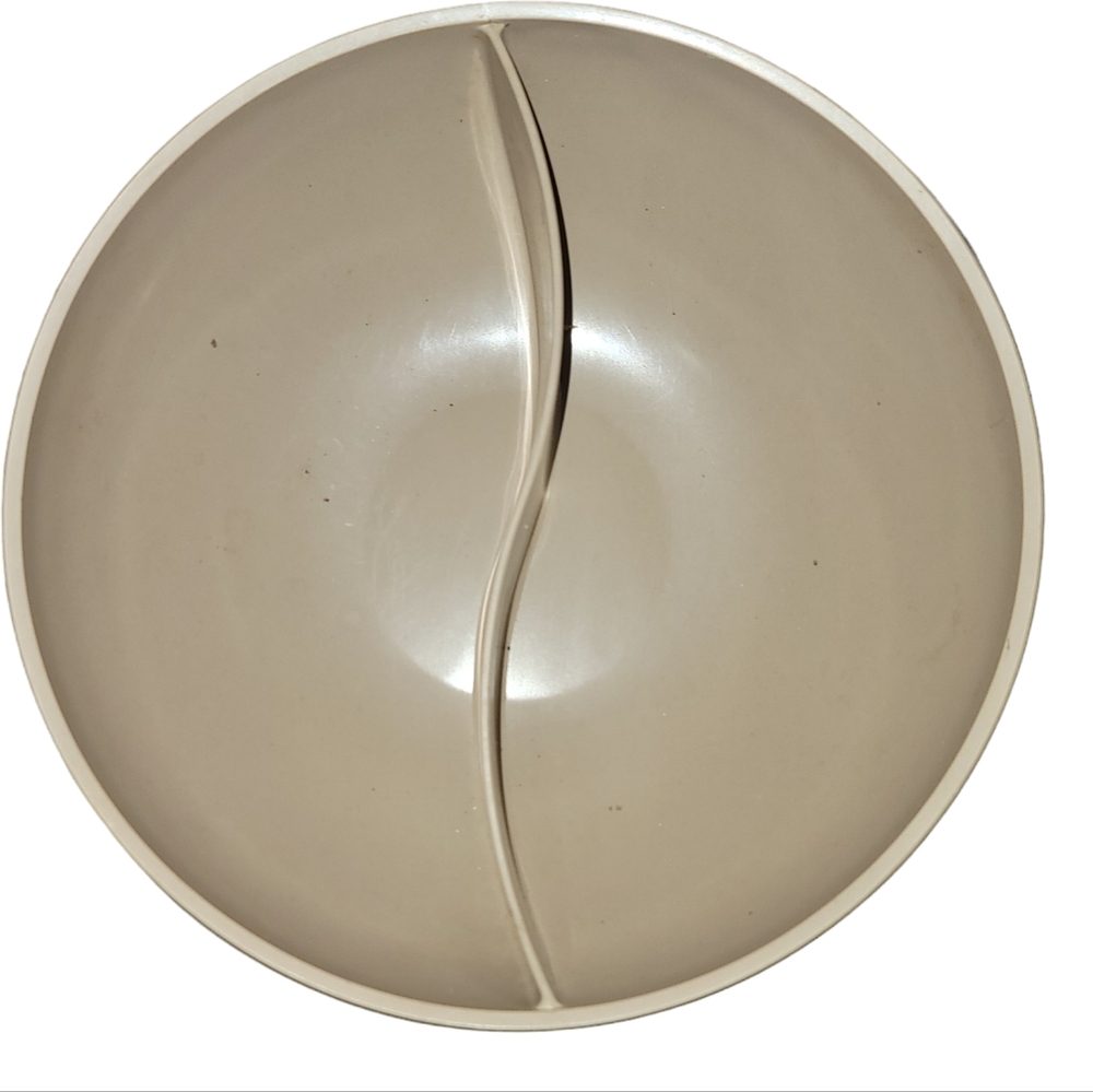 Melmac Vintage Brown Divided 9" Round Serving Dish Made USA Retro Dinnerware